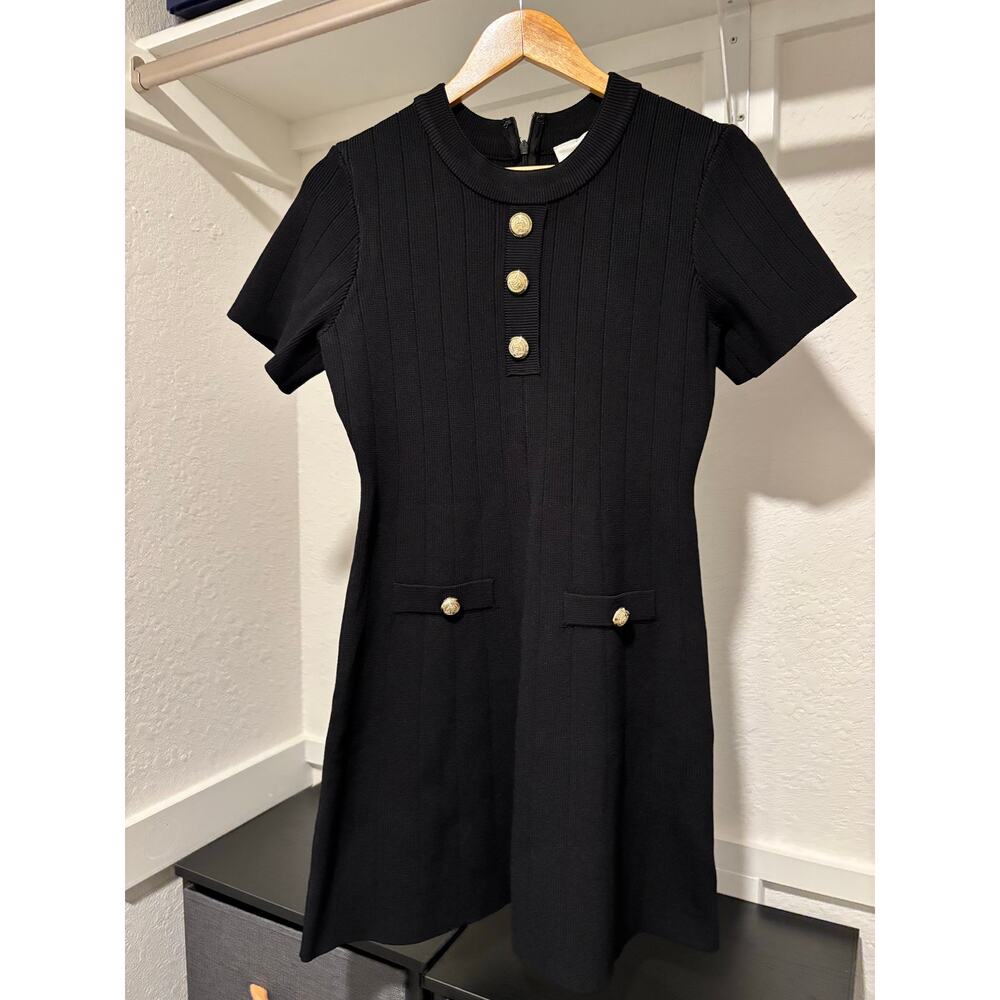 NWOT TUCKERNUCK HYACINTH HOUSE Black Knit Barbara Mini Dress Sz M - Picture 7 of 10